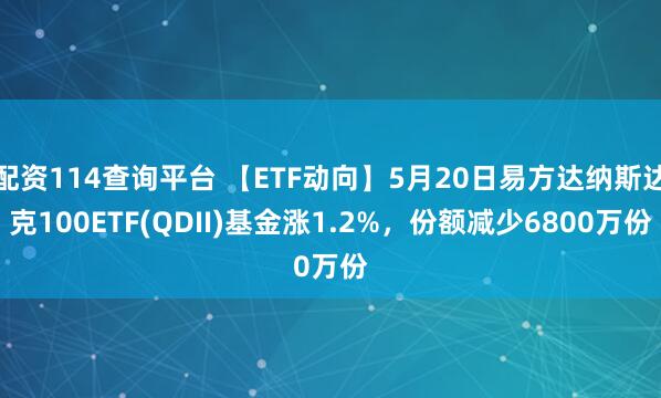 配资114查询平台 【ETF动向】5月20日易方达纳斯达克100ETF(QDII)基金涨1.2%，份额减少6800万份