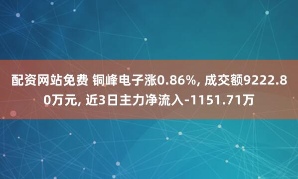 配资网站免费 铜峰电子涨0.86%, 成交额9222.80万元, 近3日主力净流入-1151.71万